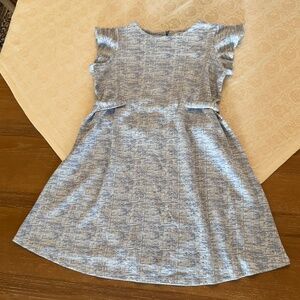 New Mexx Kids Dress – Size 12, Blue Textured Print, Flutter Sleeves, Belt